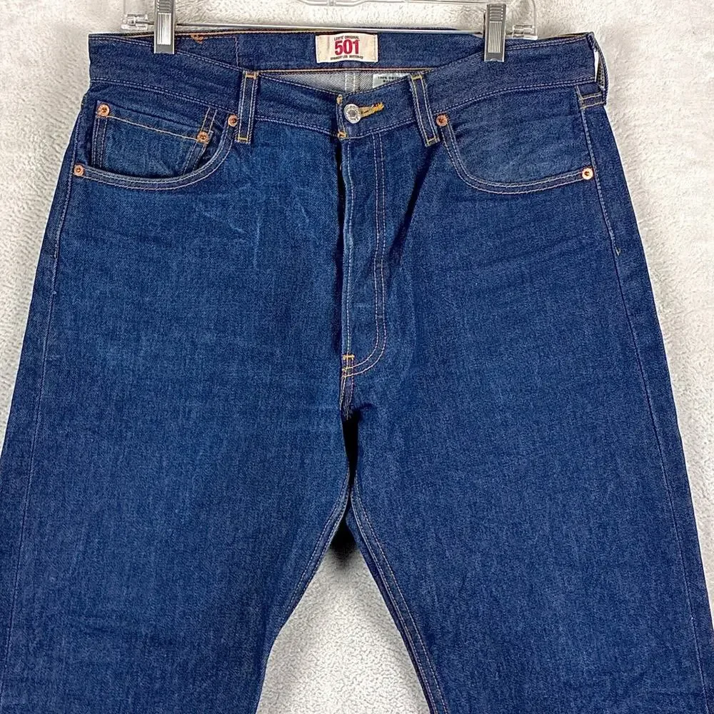 VTG Levis 501xx Jeans Mens 35x34 (35x32) Indigo Rigid Raw Wash Button Fly Y2K